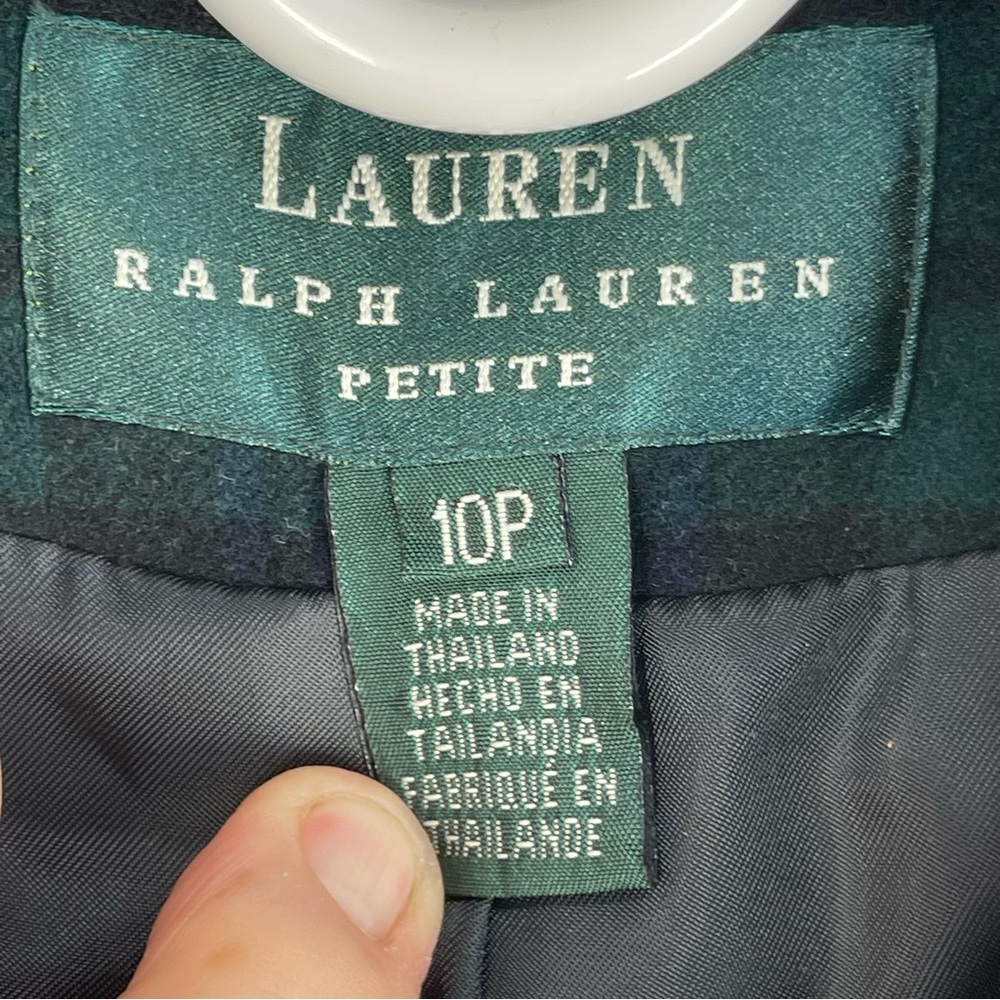 Lauren Ralph Lauren Wool Cashmere Tartan Blazer Green Navy Size 10 Petite - Picture 11 of 17